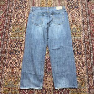 00s Levis SilverTab Baggy Jeans 38x32 Faded Blue Denim Wide Leg Skate Big Patch